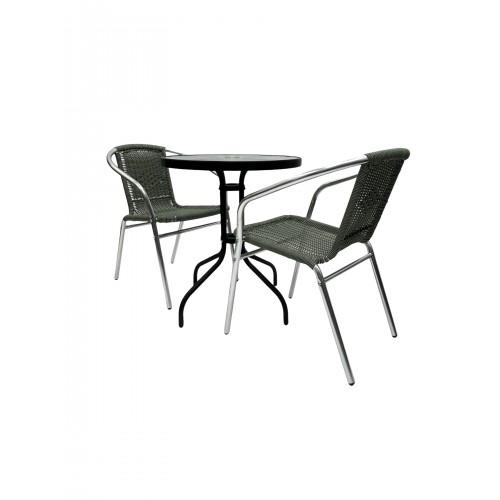 Grey Rattan Balcony Furniture Set, 2...