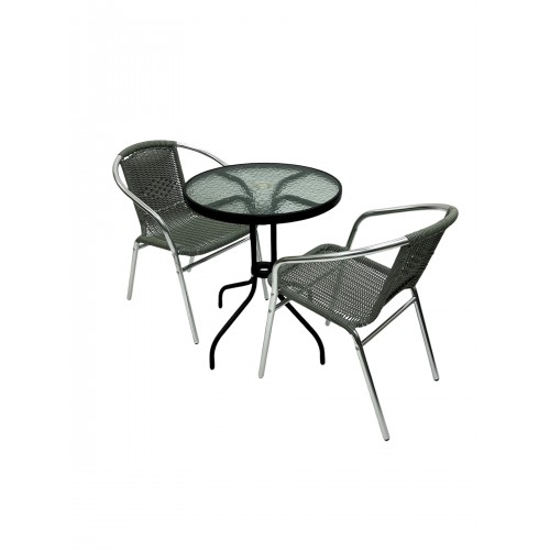Grey Rattan Balcony Furniture Set, 2...