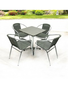 Square Aluminium Table & 4...