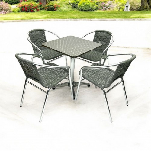 Square Aluminium Table & 4 Grey...