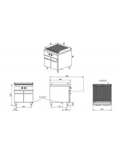 900 Gas Pro Lavastone grill, 800mm wide 2-side grid with open cupboard Natural Gas Chargrill 2