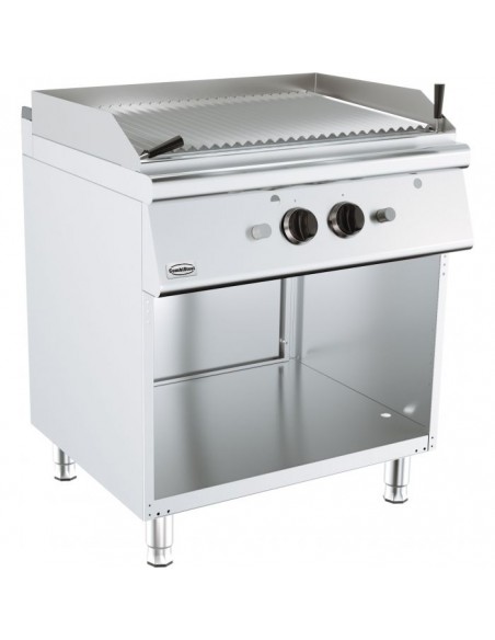 900 Gas Pro Lavastone grill, 800mm wide 2-side grid with open cupboard Natural Gas Chargrill