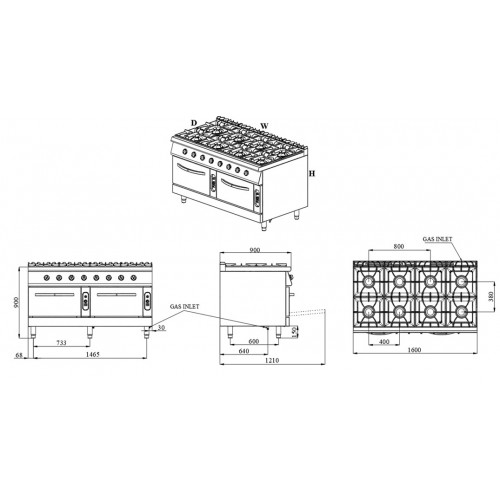 Stalwart 8 Burner Gas Commercial...