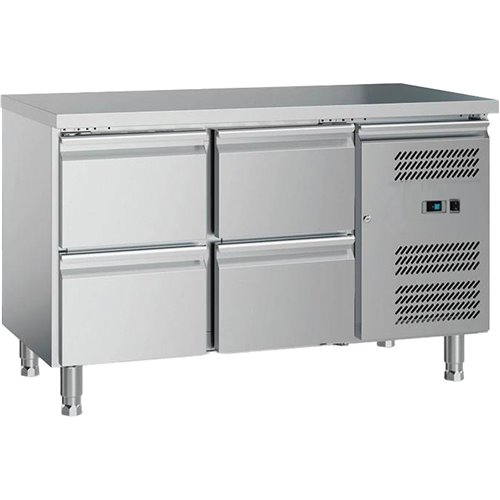 Commercial Refrigerated Counter 4 Drawers GN1/1 1200x700x650mm | Stalwart DA-GXX608