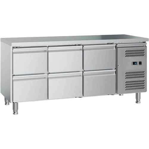 Commercial Refrigerated Counter 6 Drawers GN1/1 1600x700x650mm | Stalwart DA-GXX616