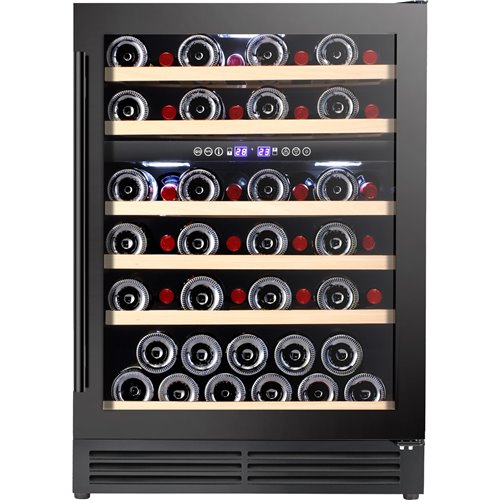 Commercial Wine Cooler 6 Shelves 138 Litres 46 Bottles Dual Temperature Zones Compressor Cooling 595x575x820mm Black | Stalwart 