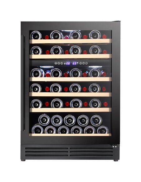 Commercial Wine Cooler 6 Shelves 138 Litres 46 Bottles Dual Temperature Zones Compressor Cooling 595x575x820mm Black | Stalwart 
