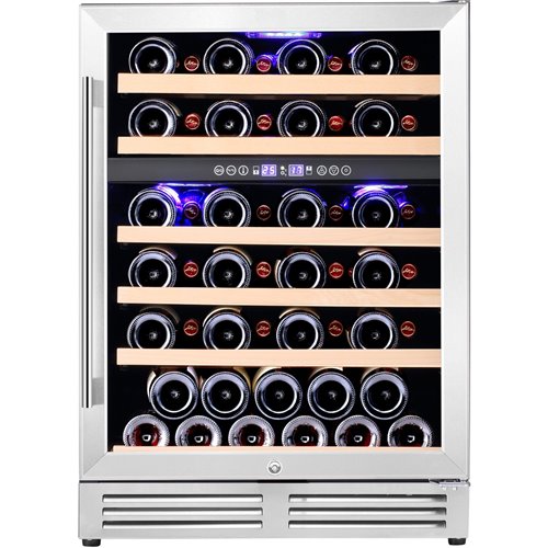 Commercial Wine Cooler 6 Shelves 138 Litres 46 Bottles Dual Temperature Zones Compressor Cooling 595x575x820mm Stainless Steel |