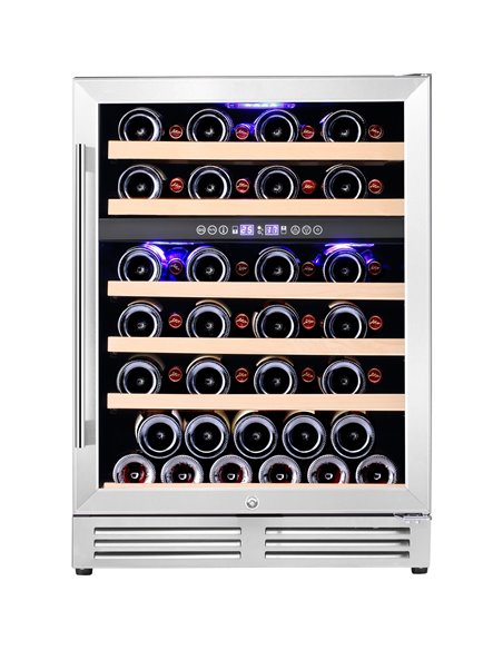 Commercial Wine Cooler 6 Shelves 138 Litres 46 Bottles Dual Temperature Zones Compressor Cooling 595x575x820mm Stainless Steel |