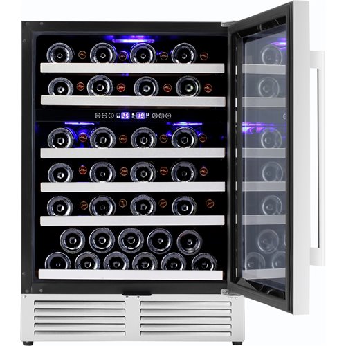 Commercial Wine Cooler 6 Shelves 138 Litres 46 Bottles Dual Temperature Zones Compressor Cooling 595x575x820mm Stainless Steel |