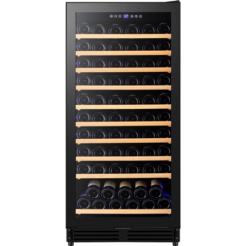 Commercial Wine Cooler 10 Shelves 285 Litres 110 Bottles Single Temperature Zone Compressor Cooling 598x690x1300mm Black | Stalw