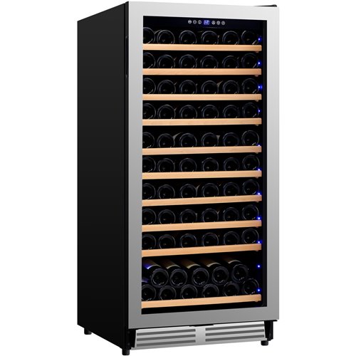 Commercial Wine Cooler 10 Shelves 285 Litres 110 Bottles Single Temperature Zone Compressor Cooling 598x690x1300mm Stainless Ste