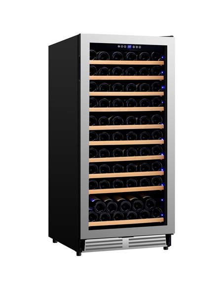 Commercial Wine Cooler 10 Shelves 285 Litres 110 Bottles Single Temperature Zone Compressor Cooling 598x690x1300mm Stainless Ste