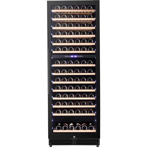 Commercial Wine Cooler 14 Shelves 393 Litres 154 Bottles Dual Temperature Zones Compressor Cooling 598x690x1700mm Black | Stalwa