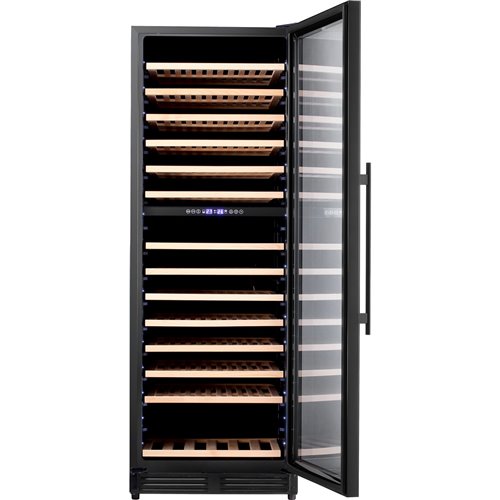 Commercial Wine Cooler 14 Shelves 393 Litres 154 Bottles Dual Temperature Zones Compressor Cooling 598x690x1700mm Black | Stalwa