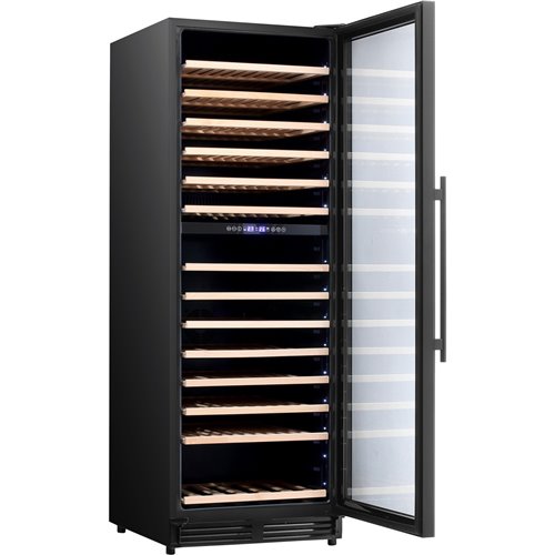Commercial Wine Cooler 14 Shelves 393 Litres 154 Bottles Dual Temperature Zones Compressor Cooling 598x690x1700mm Black | Stalwa