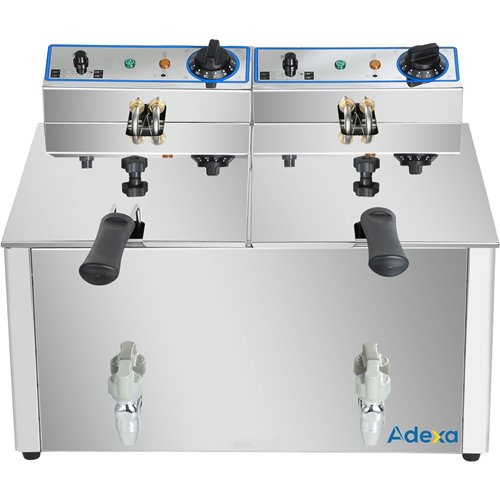 Commercial Electric Deep Fryer Countertop Double Tank 2x8 Litres 530x450x360mm | Stalwart DA-AFR004