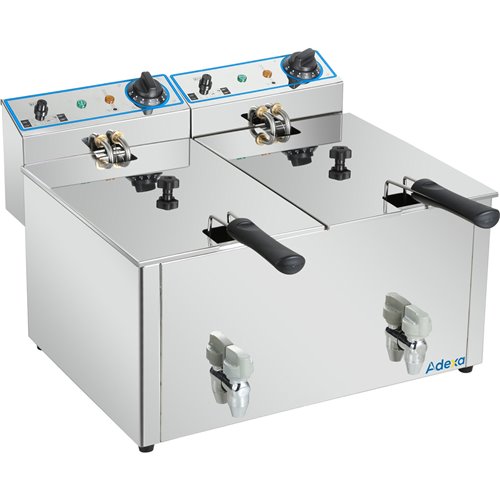 Commercial Electric Deep Fryer Countertop Double Tank 2x8 Litres 530x450x360mm | Stalwart DA-AFR004