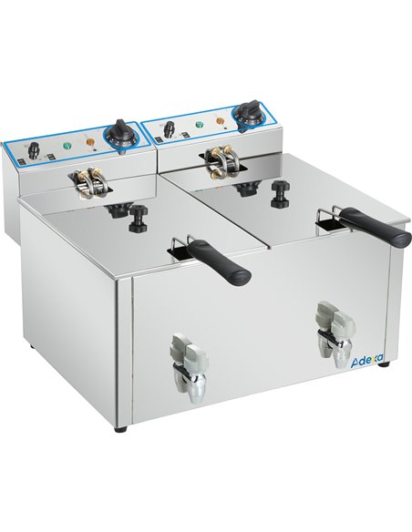 Commercial Electric Deep Fryer Countertop Double Tank 2x8 Litres 530x450x360mm | Stalwart DA-AFR004