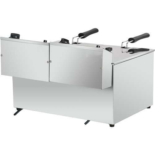 Commercial Electric Deep Fryer Countertop Double Tank 2x8 Litres 530x450x360mm | Stalwart DA-AFR004