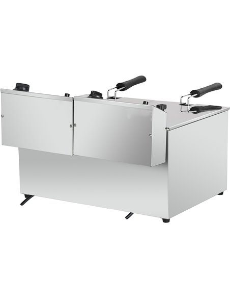 Commercial Electric Deep Fryer Countertop Double Tank 2x8 Litres 530x450x360mm | Stalwart DA-AFR004