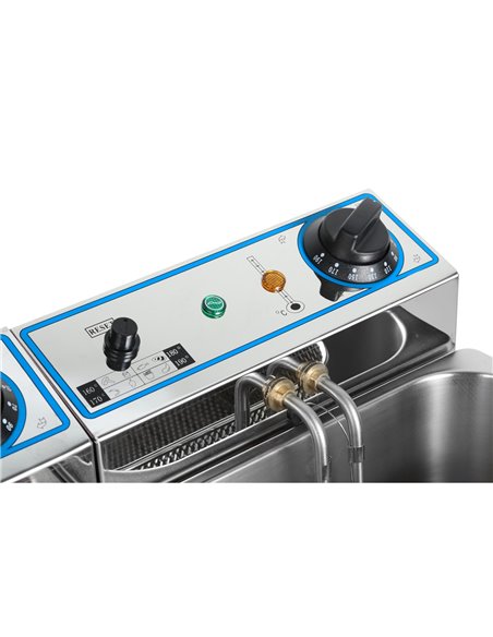 Commercial Electric Deep Fryer Countertop Double Tank 2x8 Litres 530x450x360mm | Stalwart DA-AFR004