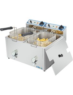 Commercial Electric Deep Fryer Countertop Double Tank 2x10 Litres 530x490x360mm | Stalwart DA-AFR008