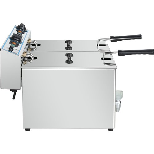 Commercial Electric Deep Fryer Countertop Double Tank 2x10 Litres 530x490x360mm | Stalwart DA-AFR008