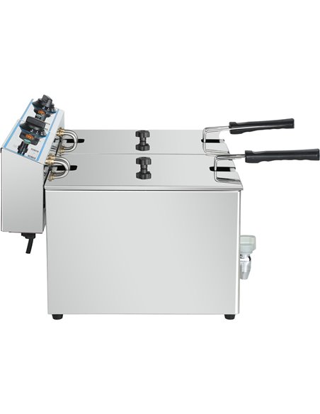 Commercial Electric Deep Fryer Countertop Double Tank 2x10 Litres 530x490x360mm | Stalwart DA-AFR008