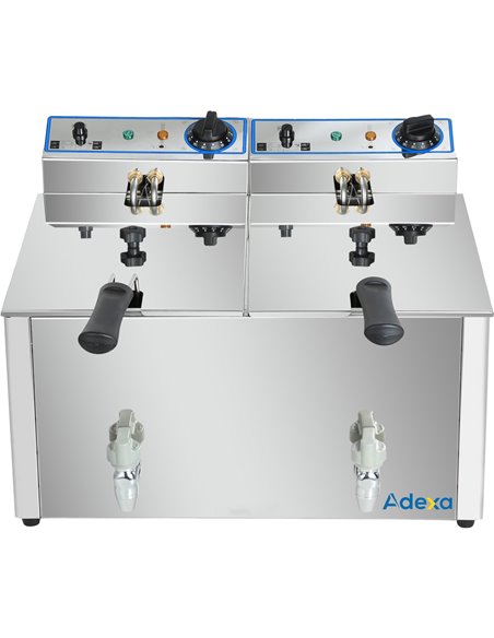 Commercial Electric Deep Fryer Countertop Double Tank 2x10 Litres 530x490x360mm | Stalwart DA-AFR008