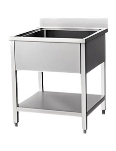 Commercial Sink Stainless Steel 1 Bowl Bottom Shelf Splashback 700x600x950mm | Stalwart DA-VS76BS
