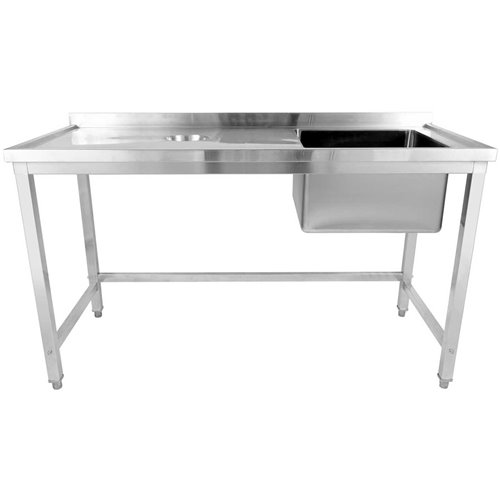 Commercial Single Sink Stainless Steel 1 Bowl to the Right Splashback 1400x600x950mm | Stalwart DA-WHSTD1460R
