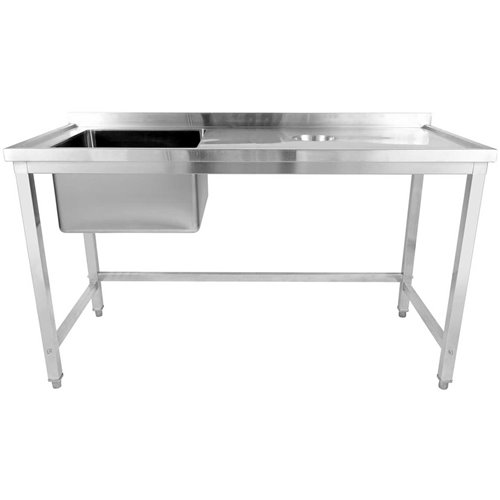 Commercial Single Sink Stainless Steel 1 Bowl to the Left Splashback 1400x600x950mm | Stalwart DA-WHSTD1460L