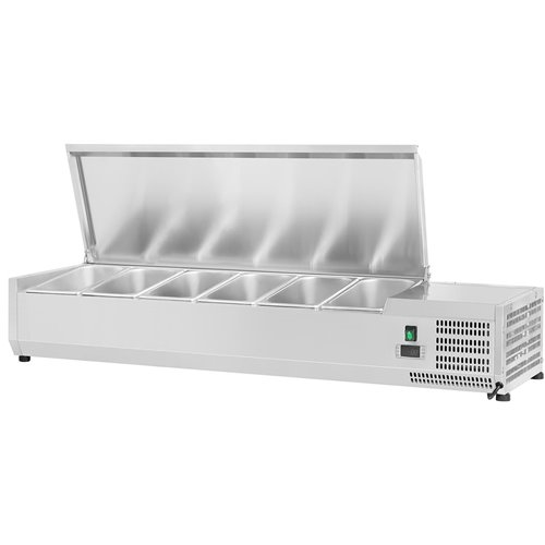 Refrigerated Servery Prep Top 1400mm 6xGN1/4 Depth 330mm Stainless Steel Lid | Stalwart DA-THVD1400/330