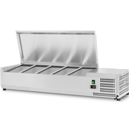 Refrigerated Servery Prep Top 1400mm 6xGN1/3 Depth 380mm Stainless Steel Lid | Stalwart DA-THVD1400/380