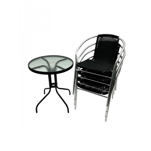 Rattan Table and Chair Set – 4 x...