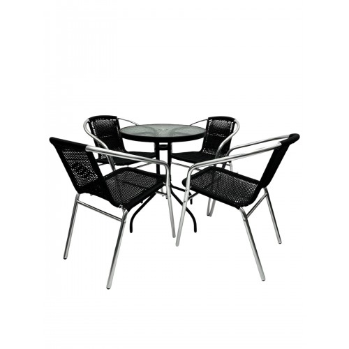 Rattan Table and Chair Set – 4 x...