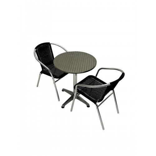 Black Rattan Bistro Set – Round...