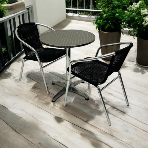 Black Rattan Bistro Set – Round...