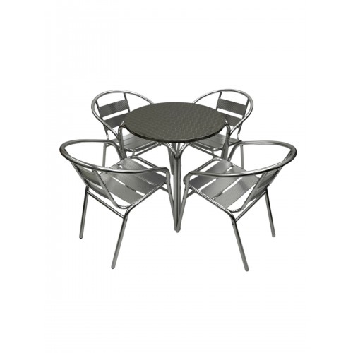 Aluminium Bistro Set for Four – Round...