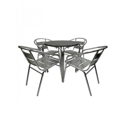 Aluminium Bistro Set for Four – Round...