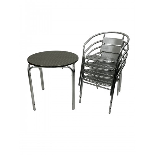 Aluminium Bistro Set for Four – Round...