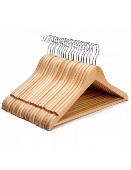 Natural Wooden Clothing Hangers (Pack of 20)