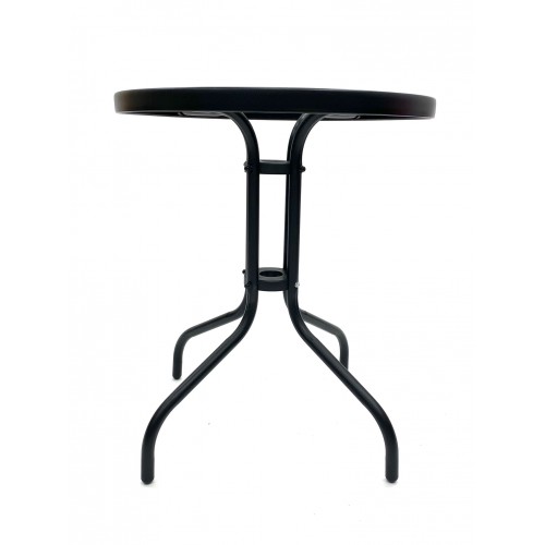 Black Garden Patio Set – Round Glass...