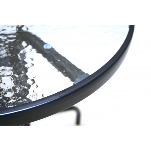 Black Garden Patio Set – Round Glass...