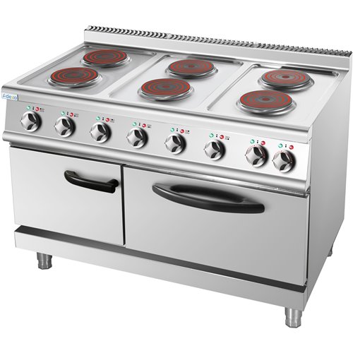 Commercial Electric Cooker 6 Burners (6x2000W) with Electric Oven (4800W) 1050x700x920xmm 380V | Stalwart DA-HRQ762A
