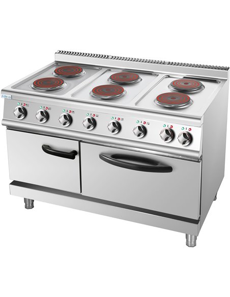 Commercial Electric Cooker 6 Burners (6x2000W) with Electric Oven (4800W) 1050x700x920xmm 380V | Stalwart DA-HRQ762A