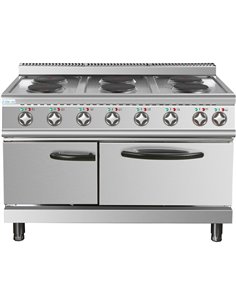 Commercial Electric Cooker 6 Burners (6x2000W) with Electric Oven (4800W) 1050x700x920xmm 380V | Stalwart DA-HRQ762A 2