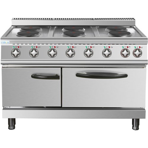 Commercial Electric Cooker 6 Burners (6x2000W) with Electric Oven (4800W) 1050x700x920xmm 380V | Stalwart DA-HRQ762A