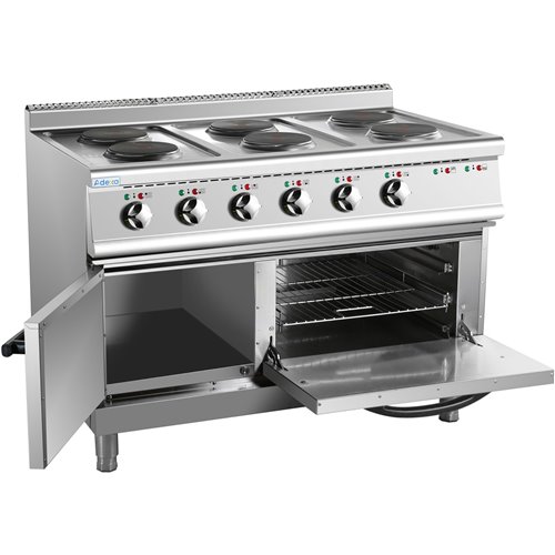 Commercial Electric Cooker 6 Burners (6x2000W) with Electric Oven (4800W) 1050x700x920xmm 380V | Stalwart DA-HRQ762A